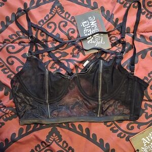 Killstar Black Sheer Strappy Bra And Panty Set